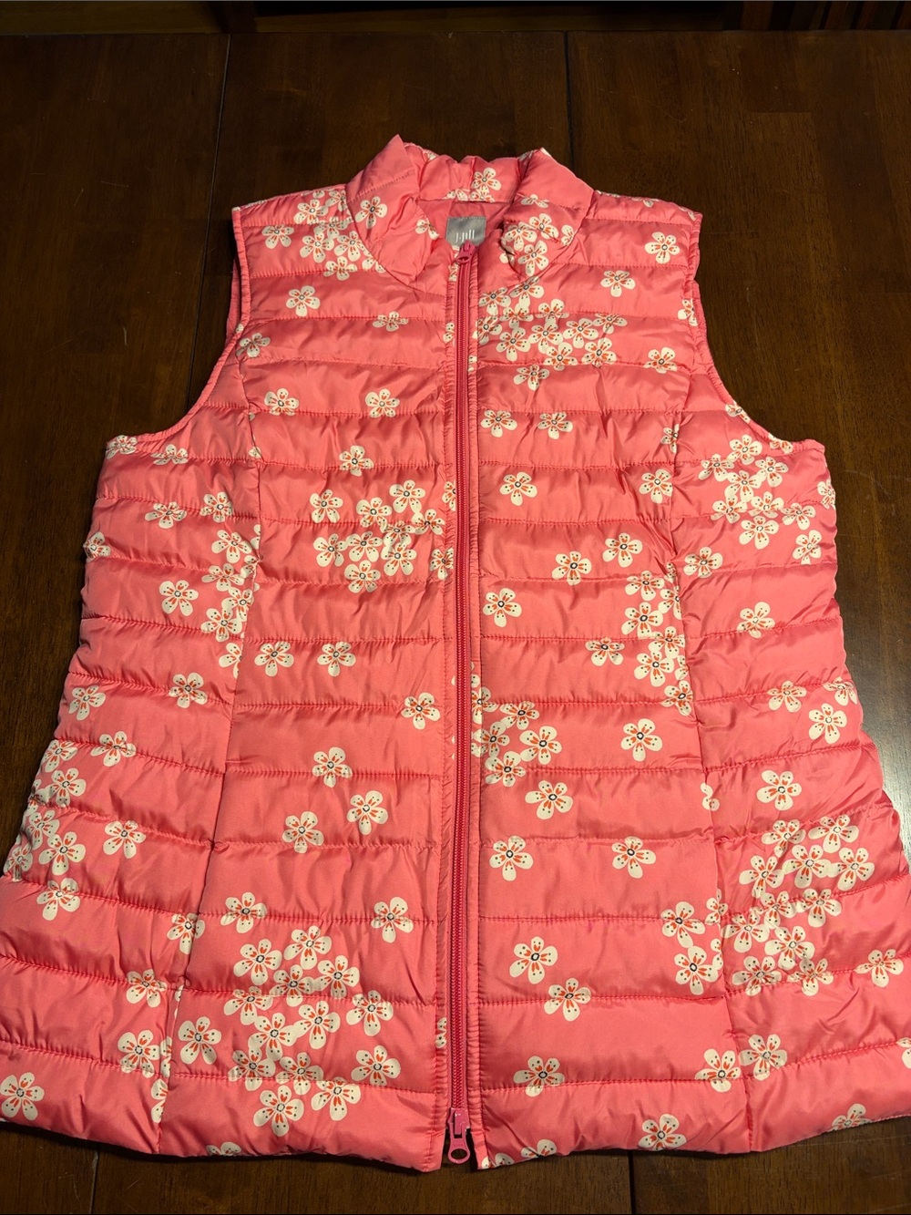 J. Jill Coral Floral Quilted Puffer Vest
